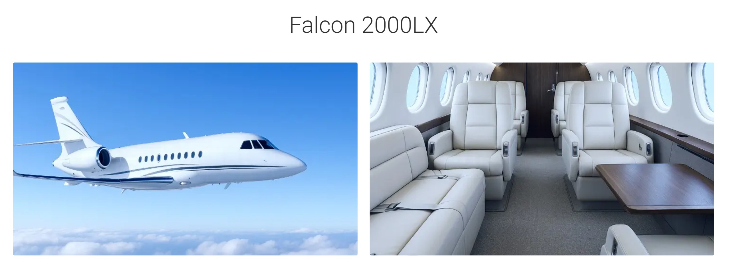 Falcon 2000LX Luxury Heavy Jet Private Jet Charter Interior and Exterior views