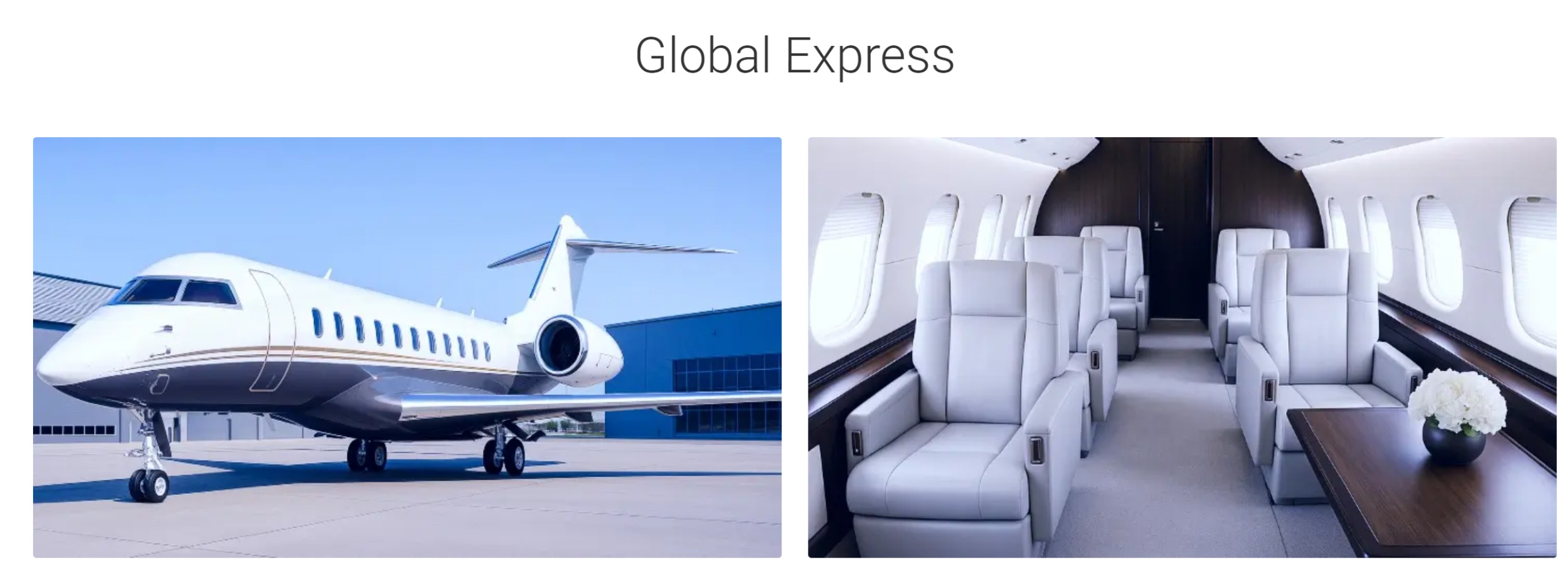 Global Express Luxury Heavy Jet Private Jet Charter Interior and Exterior views