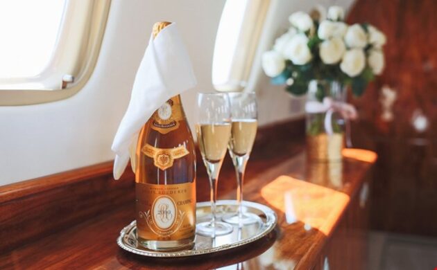Crystal champagne private jet JetOptions