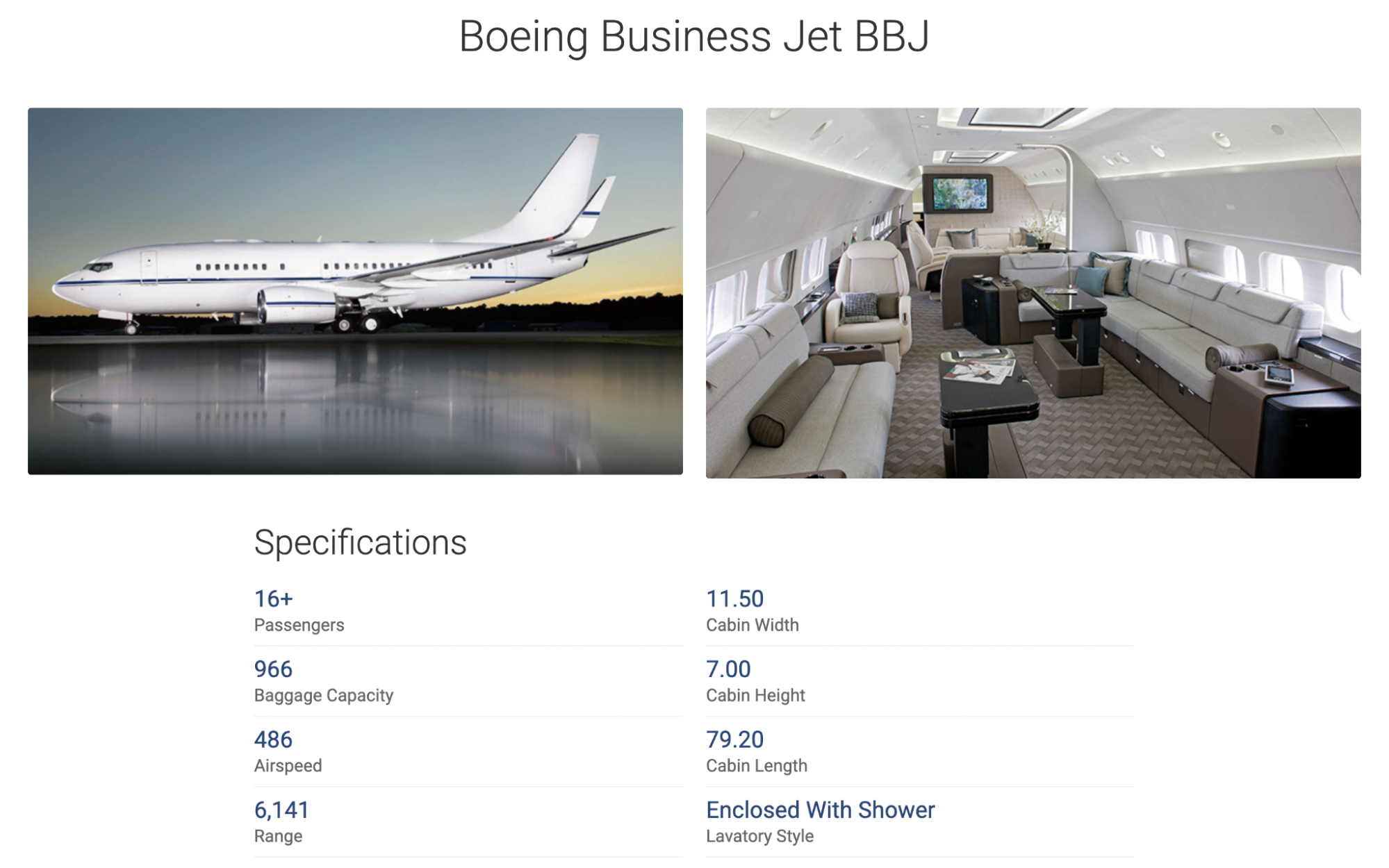 Boeing Business Jets offered by JetOptions for rent.