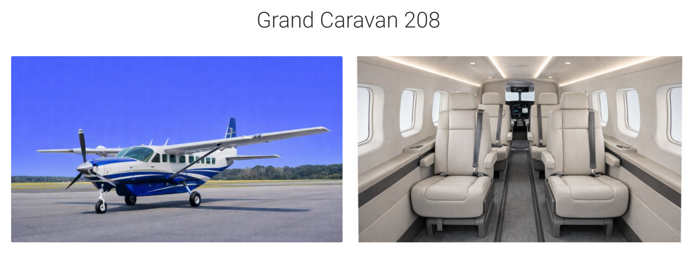 Grand Caravan 208 turboprop charter interior and exterior view