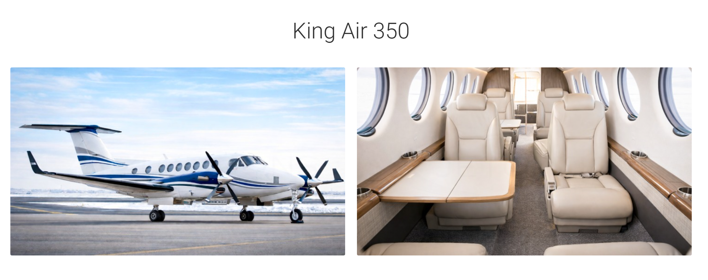 King Air 350 Turboprop charter interior and exterior view