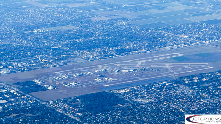 Private Jet over Miami Executive Airport