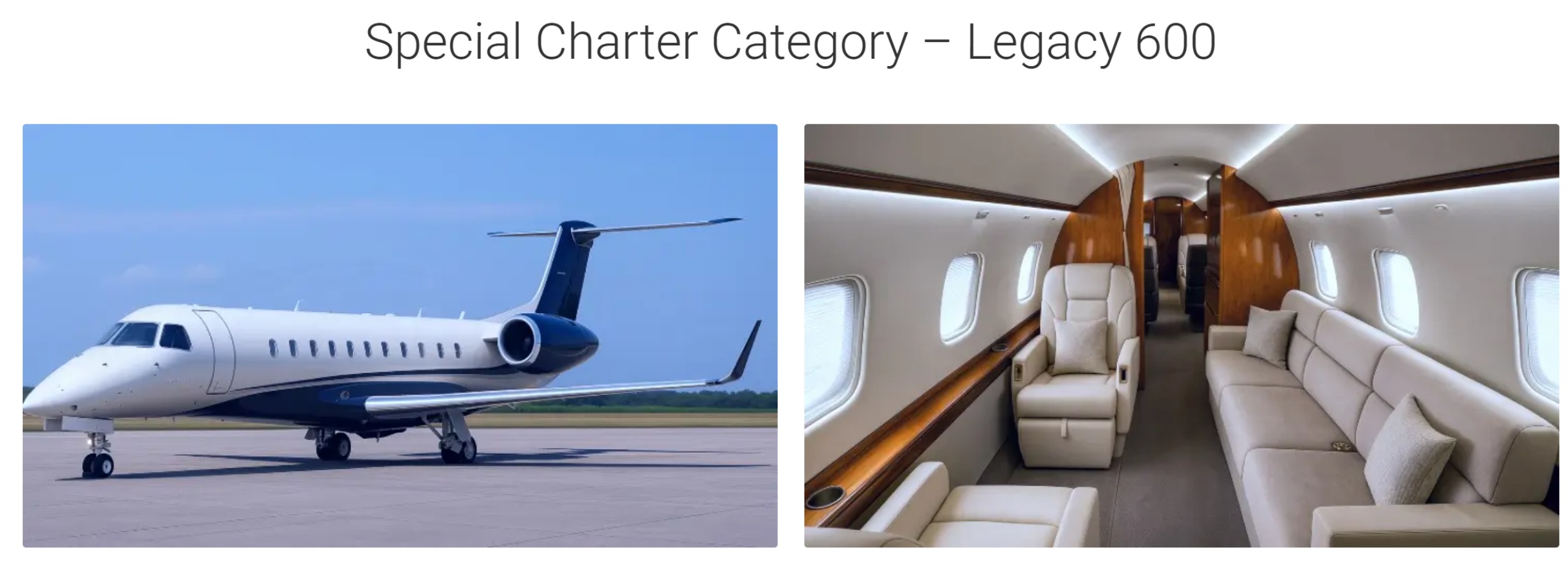 Legacy 600 Jet Private Jet Charter Interior and Exterior views