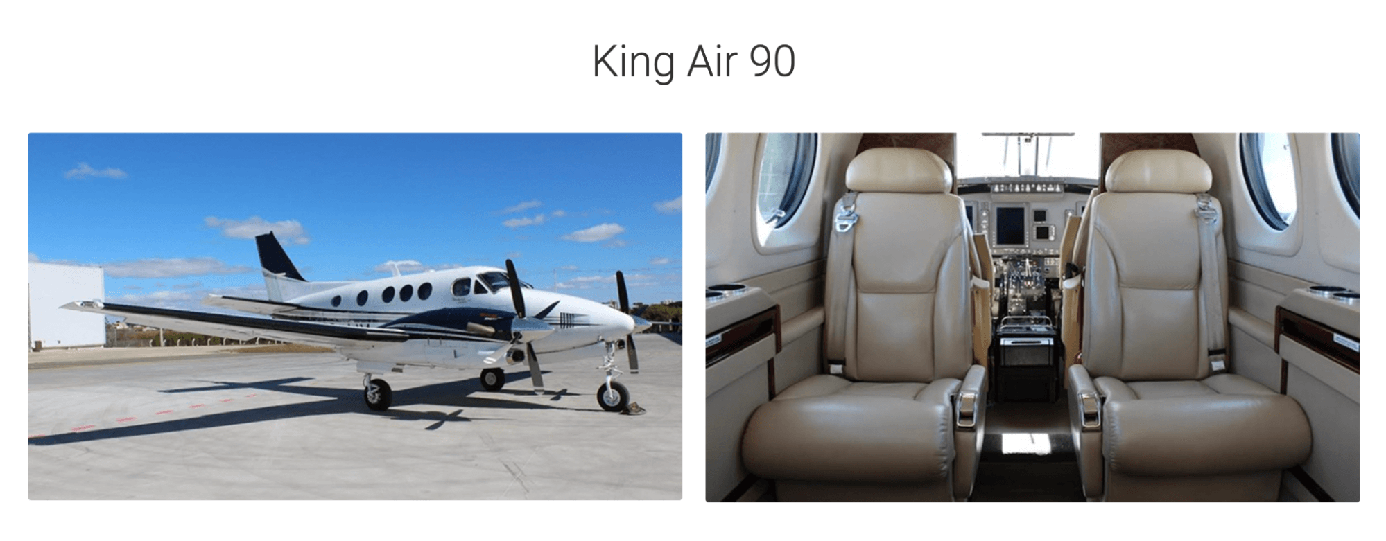 An exterior and interior picture of the turboprop jet King Air 90.