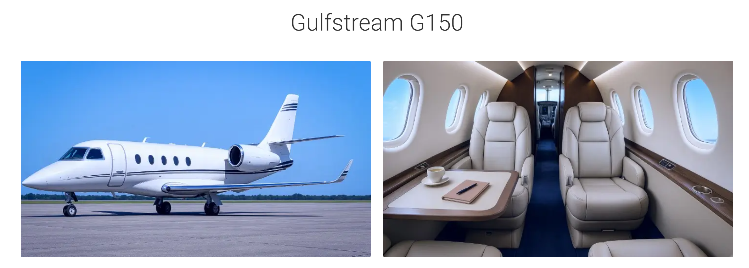 Interior and exterior of the Gulfstream G150 MidJet Charter