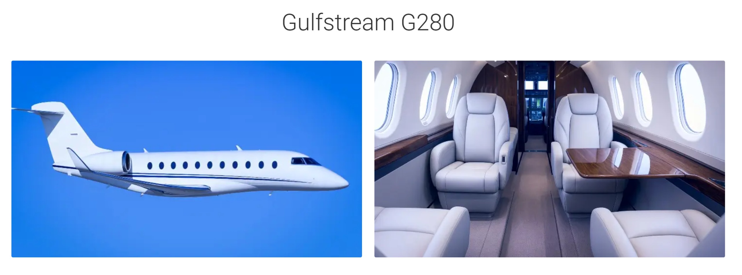 Gulfstream G280 Private Jet Charter Interior and Exterior views jetOptions