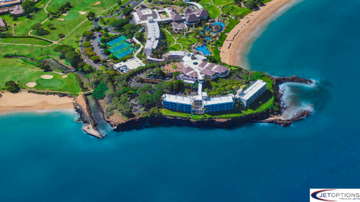 Private jet over Kapalua Resort 