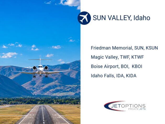 Private jet landing at Friedman Memorial Airport in Sun Valley, Idaho