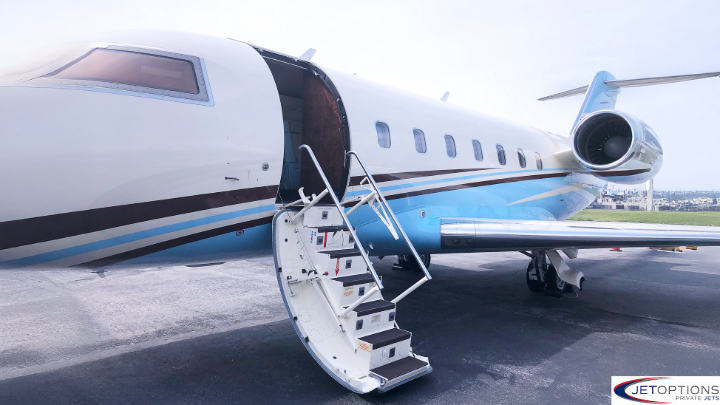 Private jet on the tarmac at VNY, Private jet at Van Nuys Airport tarmac ready for JetOptions charter flight