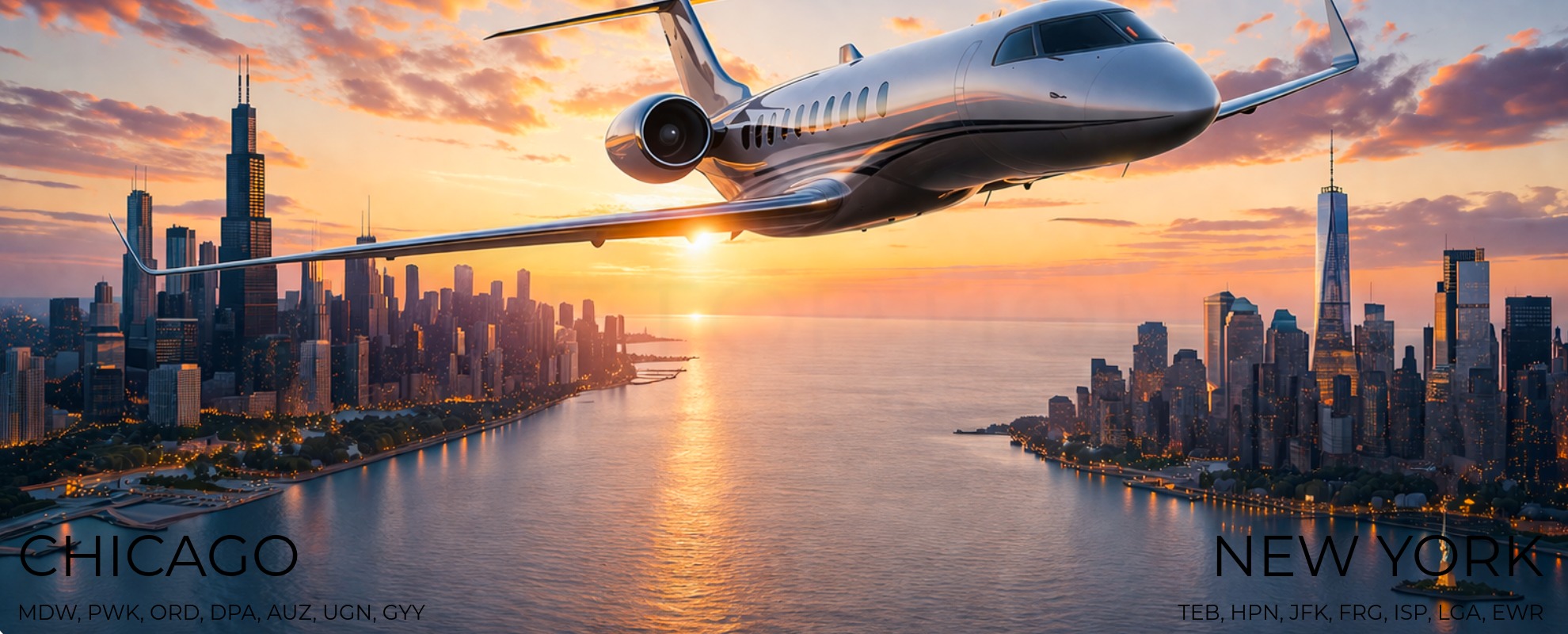 private jet charter booking Chicago New York with JetOptions