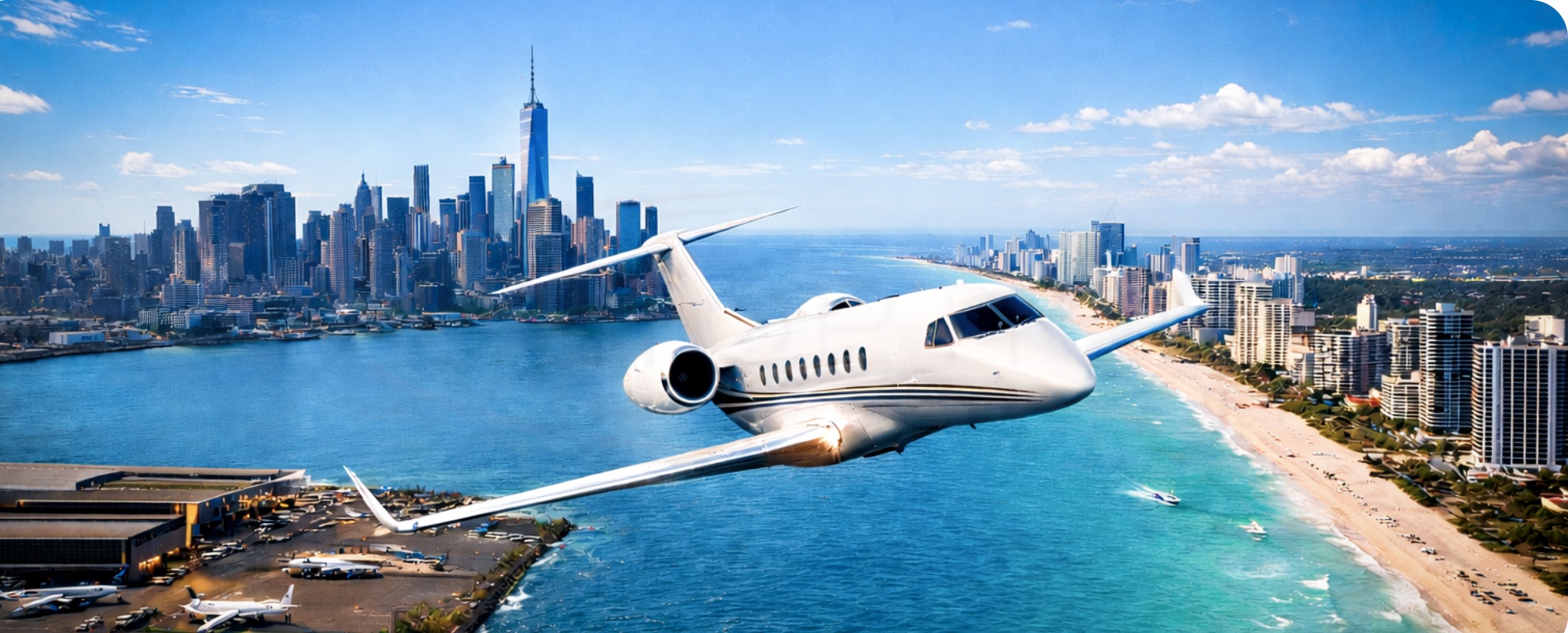 Fly New York Miami and charter a private jet on the top routes with JetOptions. 