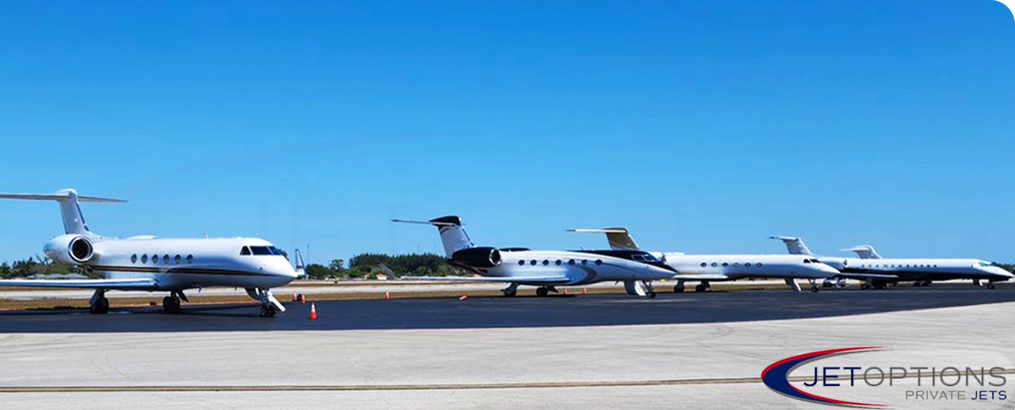 Corporate private jet charter fleet on the ramp at Miami — JetOptions Private Jets