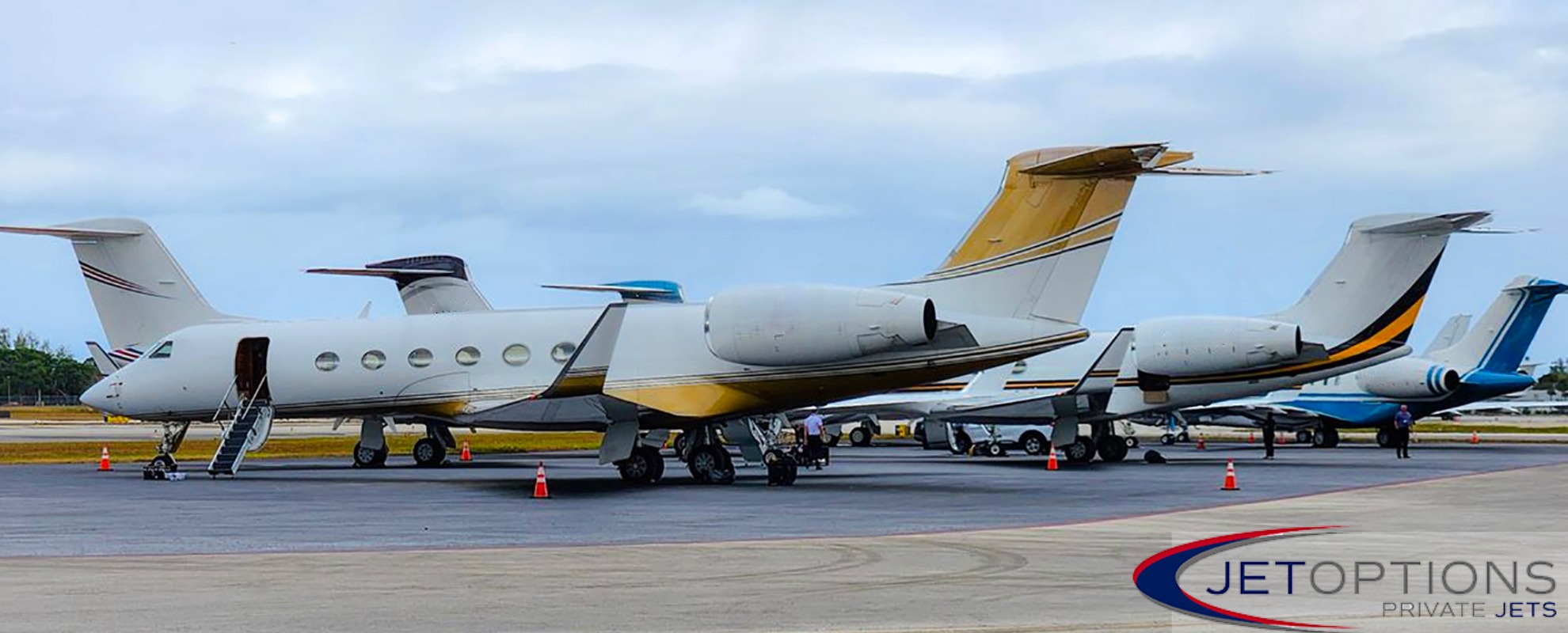 Heavy jet charter aircraft on the ramp at Opa-locka Executive Airport — JetOptions Private Jets
